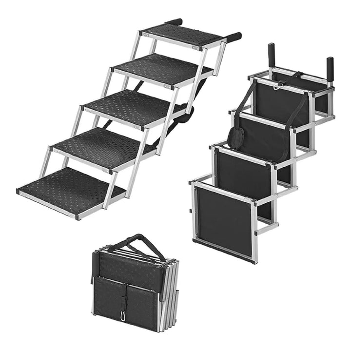 ProPlus Hundetreppe klappbar 5 Stufen Auto Hunde Treppen Hunderampe faltbar Tiertreppe, ca.: 155 x 3