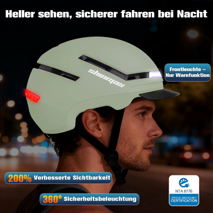 Shinmax Fahrradhelm Damen Herren mit Blinker & Licht, Fahrrad Helm Erwachsene mit USB Wiederaufladba