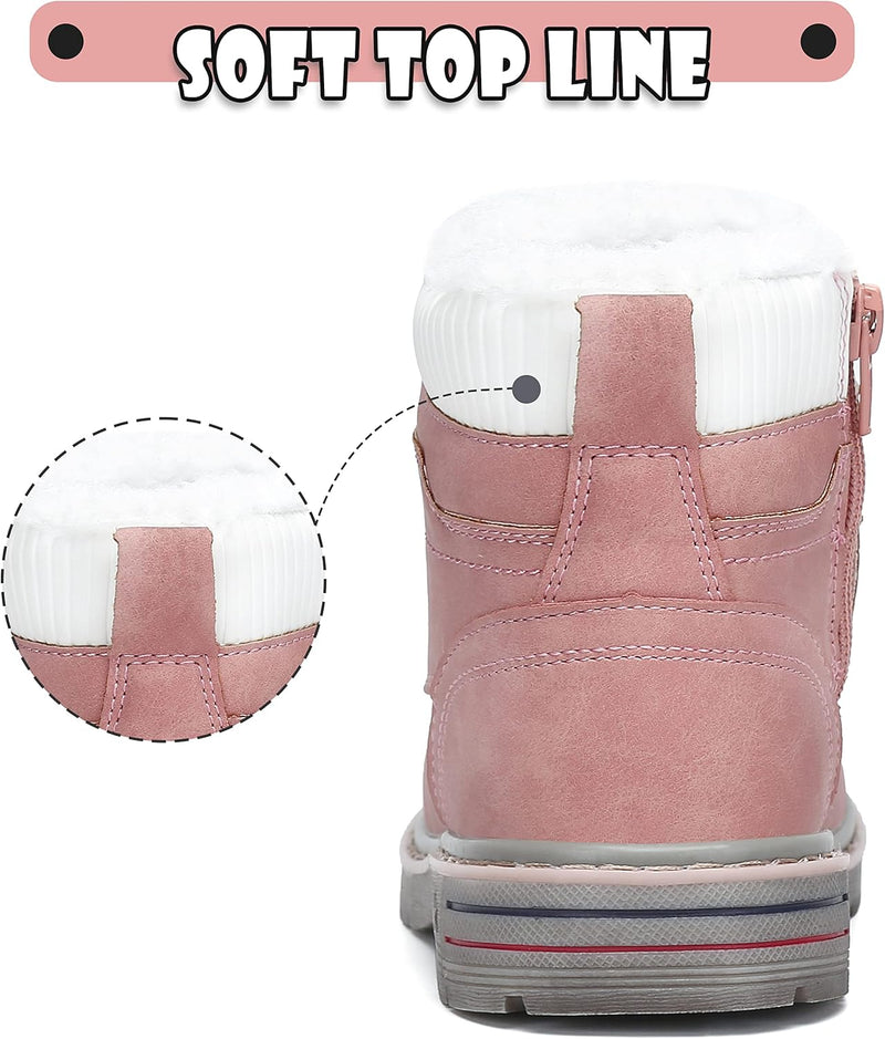 Mishansha Kinder Schnürstiefel Warme Gefüttert Winterschuhe für Jungen Mädchen Gr.24-38 33 EU Rosa,