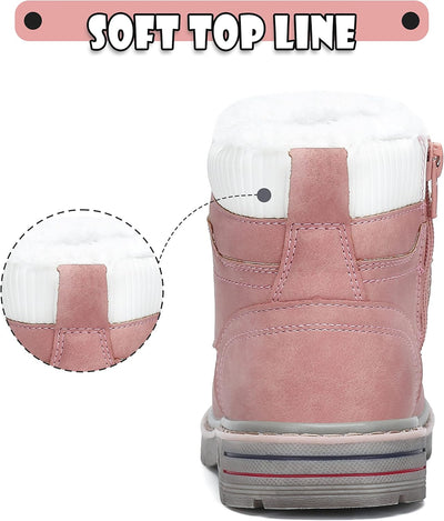 Mishansha Kinder Schnürstiefel Warme Gefüttert Winterschuhe für Jungen Mädchen Gr.24-38 27 EU Rosa,