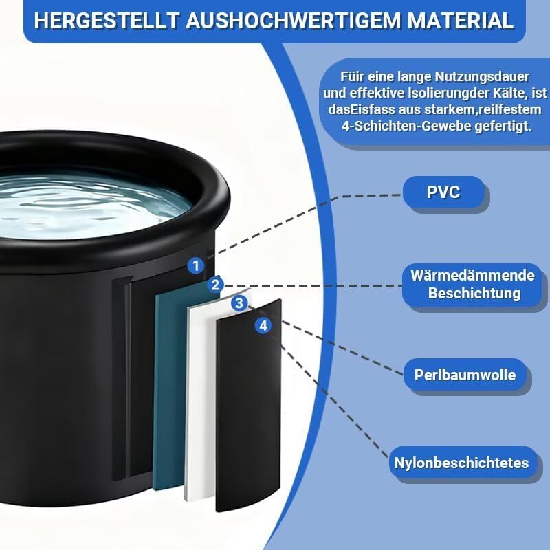 Anise Star Eisbad 75x75cm, faltbare Badewanne für Erwachsene, Ice Bath Cold Plunge Tonne, mit Isolie