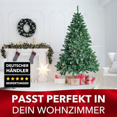 Künstlicher Weihnachtsbaum Tannenbaum 30,60,90,120, 150, 180,210 240cm Christbaum Baum GRÜN Weiss Sc