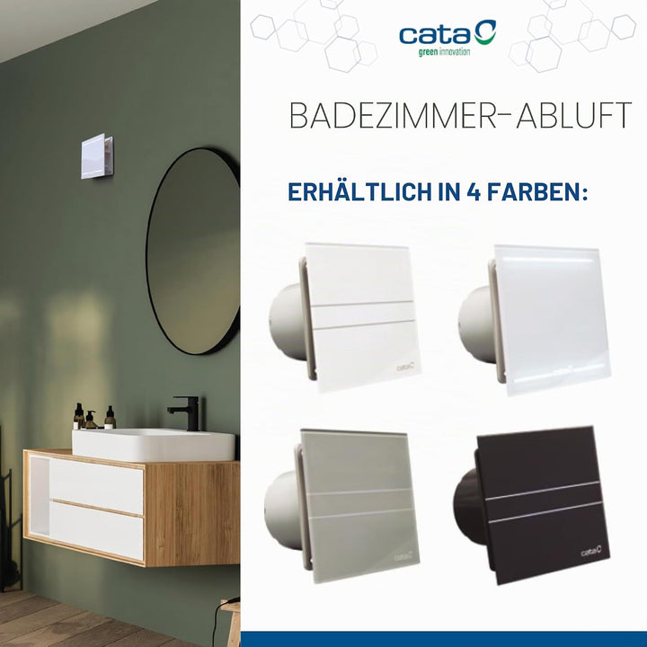 Ventilator Lüfter CATA E-100GT B,Timer, Weiss Glasfront