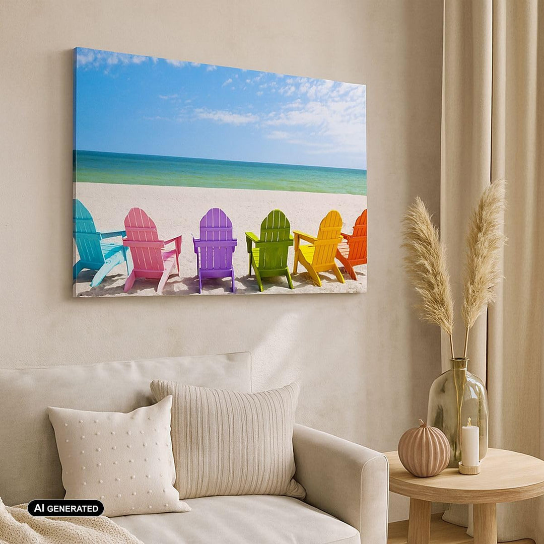 Bilder auf Leinwand Sunbed ufer florida Sommer Leinwandbild 70x50cm Wandbilder Dekoration Wohnzimmer