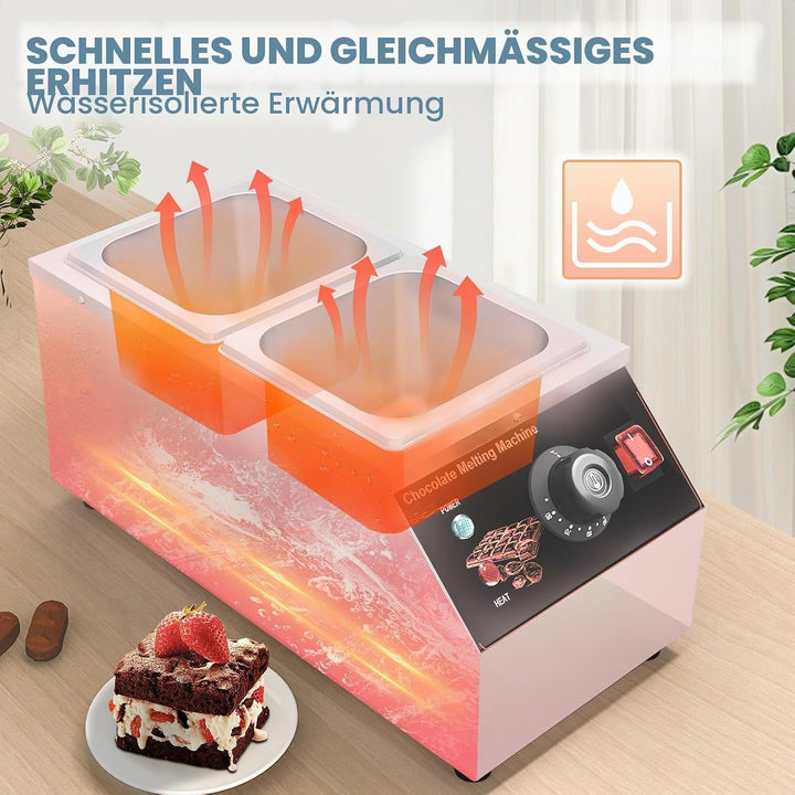 Schokolade Schmelztiegel, Temperiergerät Schokolade Temperiermaschine mit 2 Töpfen Kommerzielle Elek