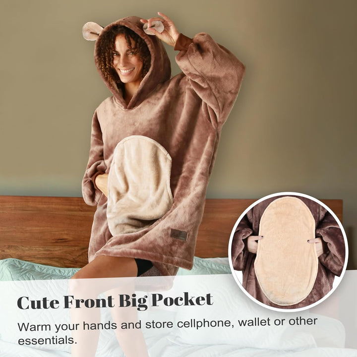 Catalonia Classy Oversized Sherpa Hoodie Decke, grosses Kapuzen-Sweatshirt für Frauen, weiche gemütl