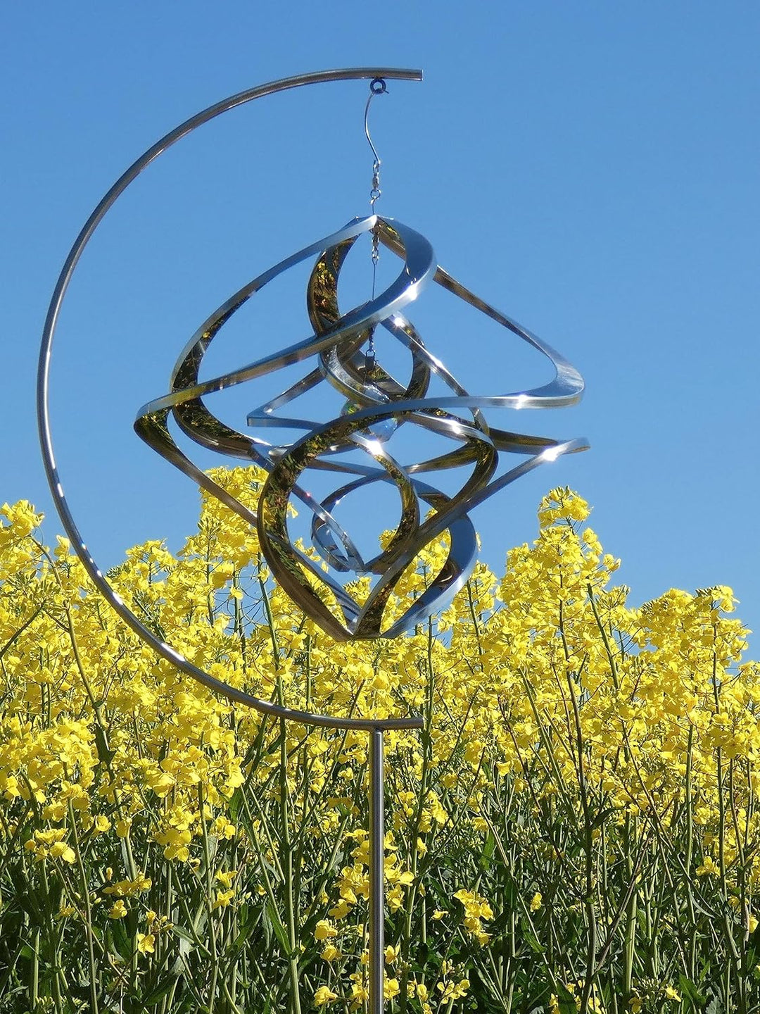 POMMERNTRAUM ® | Edelstahlwindspiel MIT STÄNDER + 4 cm KRISTALL | Windspiel Edelstahl | Winddancer |