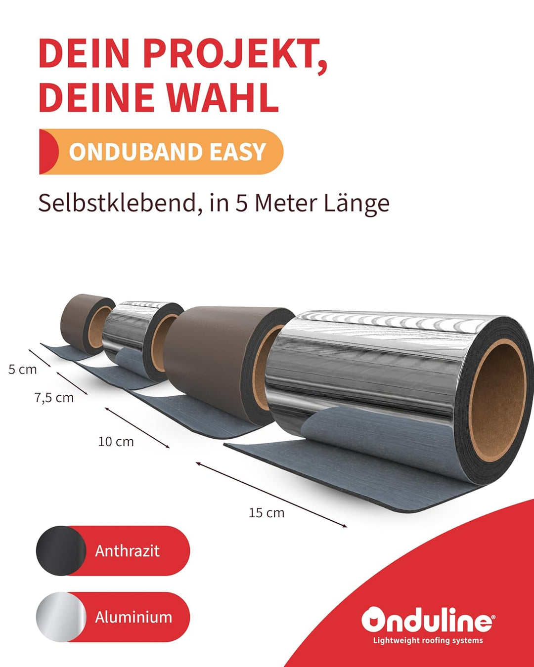 Onduline – Onduband Easy Bitumen Dichtungsband 5m x 10cm – Kaltselbstklebendes Bitumenband wasserdic