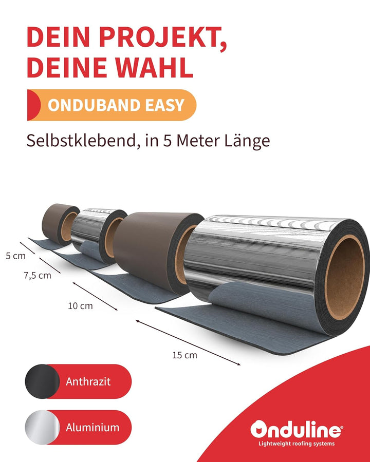 Onduline – Onduband Easy Bitumen Dichtungsband 5m x 10cm – Kaltselbstklebendes Bitumenband wasserdic