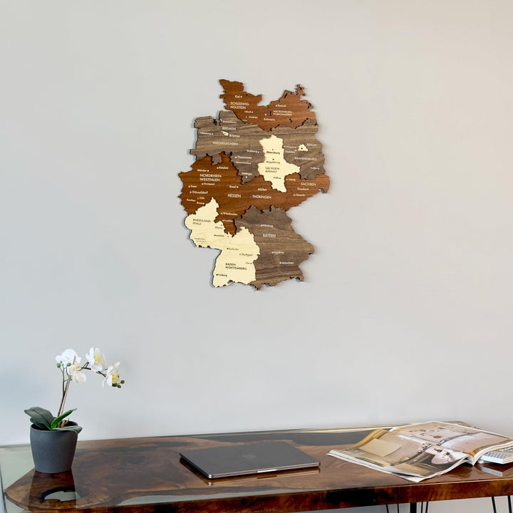Colorfull Worlds Mehrlagige Holz 3D Deutschland Wandkunst Geschenk für Deutsche Freundin Deutschland