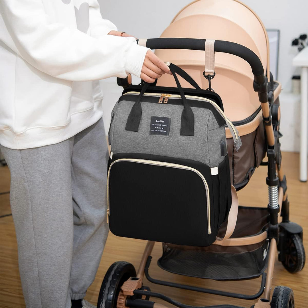 Wickelrucksack mit Babybett - Grosse Wickeltasche Rucksack mit Wickelauflage & Isoliertasche & Moski