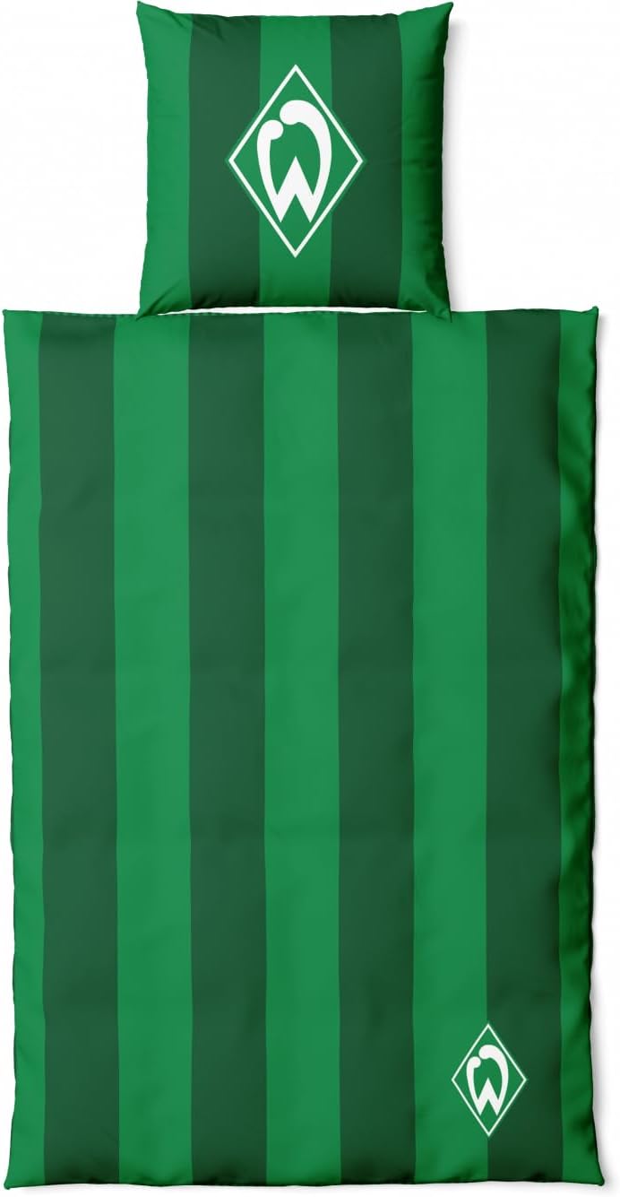 SV Werder Bremen - Wendebettwäsche Streifen - 100% Baumwolle - GOTS - 135 cm X 200 cm