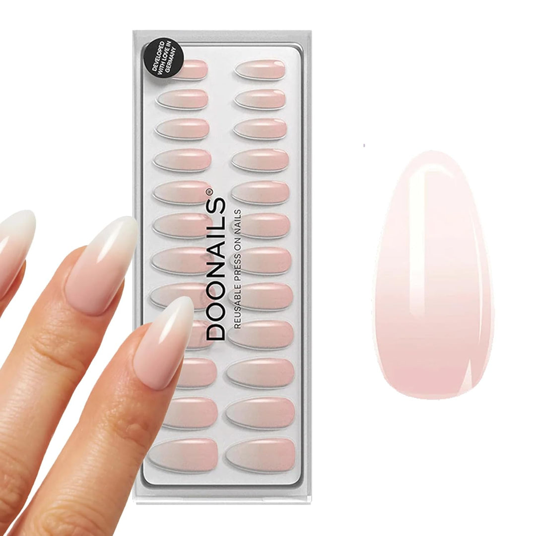 DOONAILS Soft Gel Press On Nails 30er Set Babyboomer Almond Form Ombre Nägel zum Aufkleben Full Cove