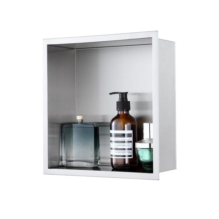 ROVOGO 30x30x10cm Wandnische Dusche Edelstahl 304, Eingebettete Duschnische Einzelregal Lagerung für