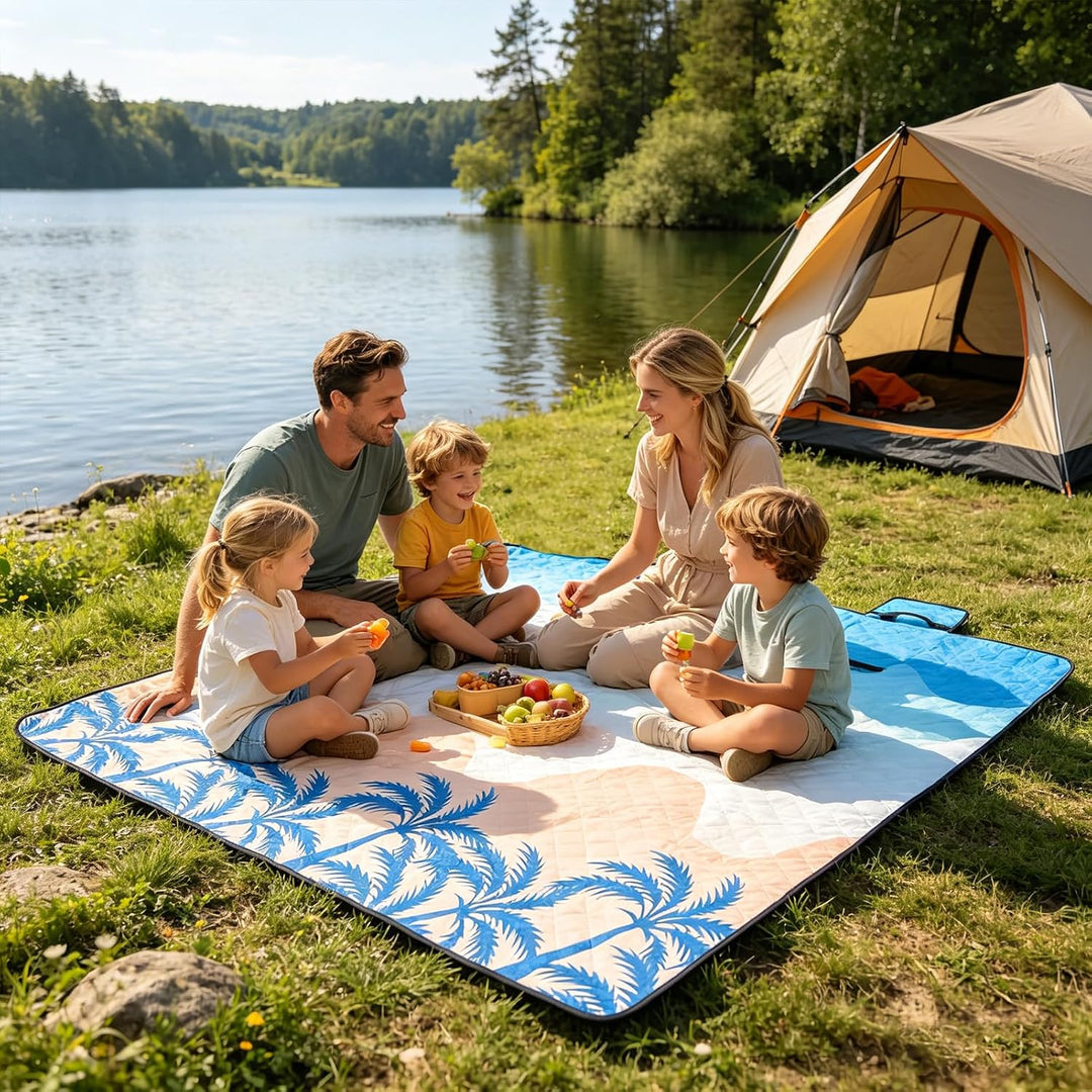 Picknickdecke 200x200 cm - Stranddecke XXL, wasserdicht & isoliert Campingdecke, atmungsaktiv und we