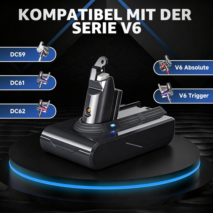 EGR Akku für Dyson V6 Animal/Absolute/Motorhead/Fluffy DC62 DC59 DC58 DC61 DC72 DC74 SV03 SV05 SV06