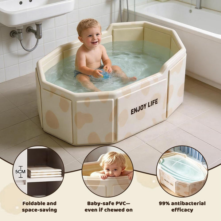 Faltbare Badewanne für Kinder,Grosse Kleinkindbadewanne, Tragbare Badewanne mit Ablassventil Platzsp