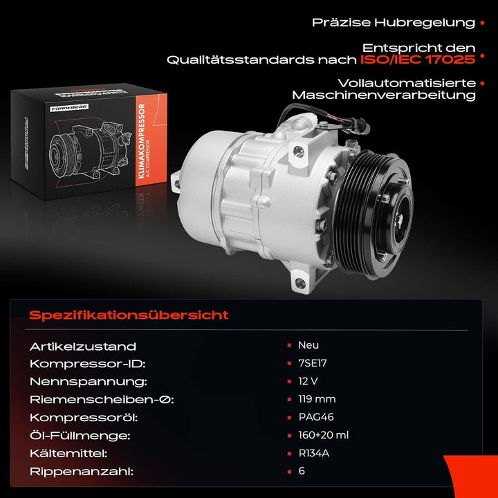 Frankberg Klimakompressor Klimaanlage Kompatibel mit Sorento II XM 2.0L 2.2L Diesel 2012-Heute Soren
