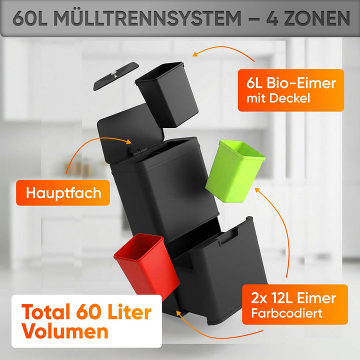 Allyson® Sensor Mülleimer Küche mit Sensor Automatik Abfalleimer Edelstahl mit Soft-Close Deckel, ge