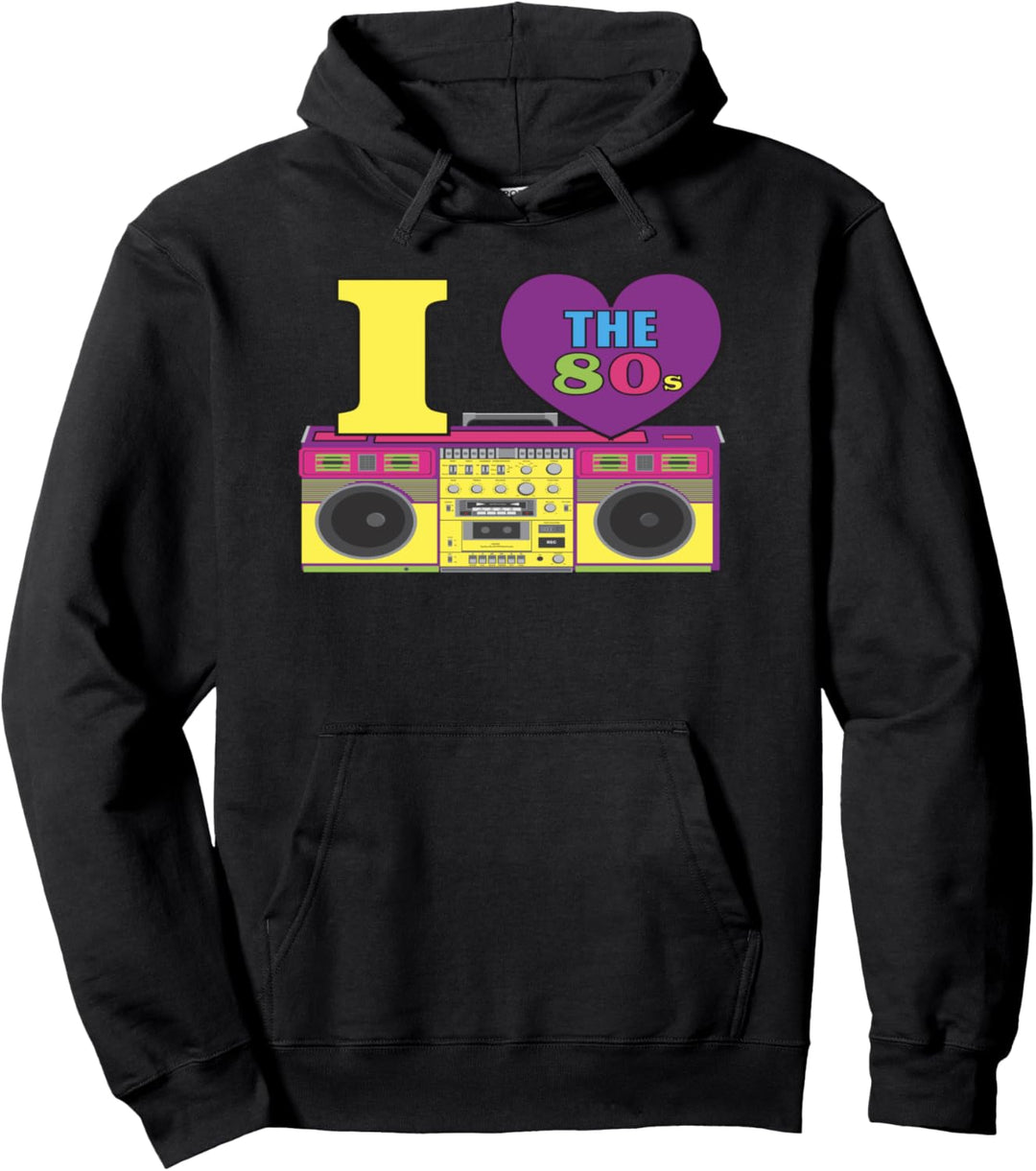 I Love The 80s - Eighties - Retro Vintage Stereo BoomBox Pullover Hoodie