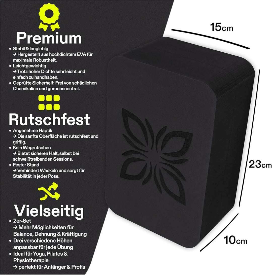 OMNANA® RAISE™ Yoga Block EVA 2er Set – Yogablock rutschfest & superleicht – Hochdichter Schaumstoff