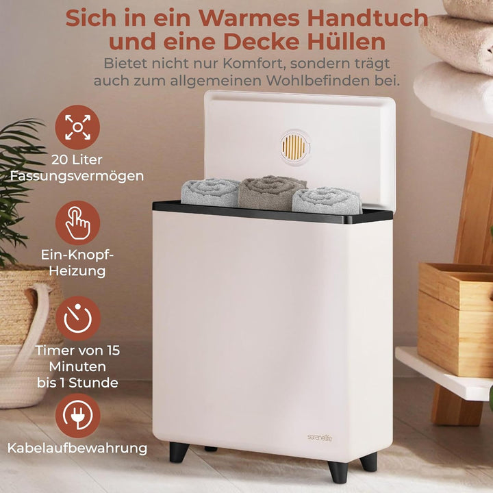 SereneLife Handtuchtrockner Elektrisch Schwarz – Fassungsvermögen für 2 Handtücher, Energiesparend &