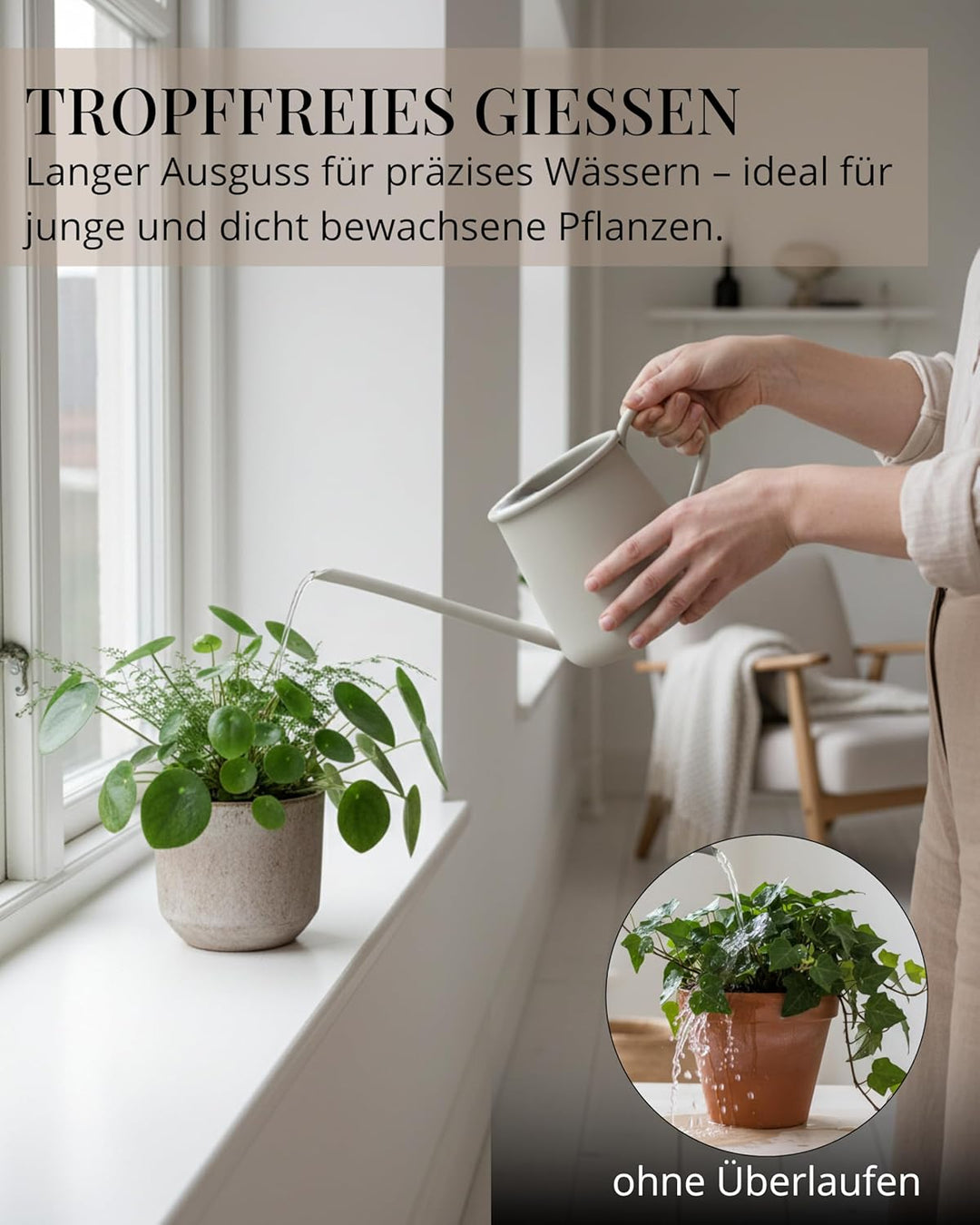 Livlig53 Giesskanne 1L, Giesskanne Zimmerpflanzen, Blumengiesskanne mit extra langem Ausguss, Giessk