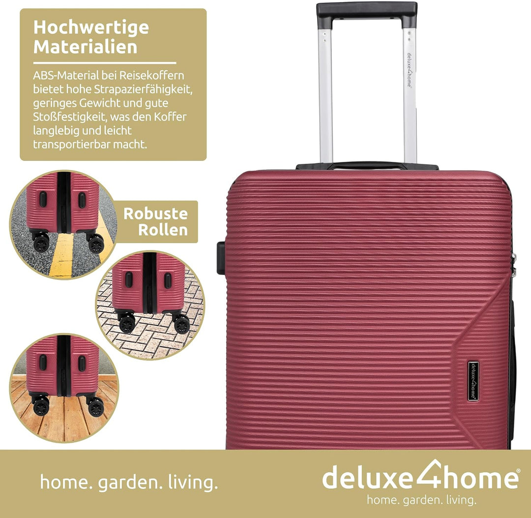 4 TLG. Hartschalenkofferset Reisekoffer Koffer &amp; Trolley Burgunder Rot I Kofferset ABS-Hartschale mi