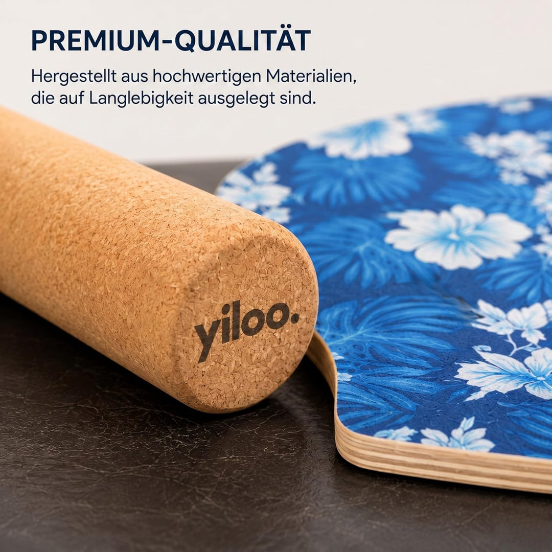 Hawaii Balance Board aus Holz – Gleichgewichtstrainer mit Rolle & Balance Ball – Handgefertigt & rut