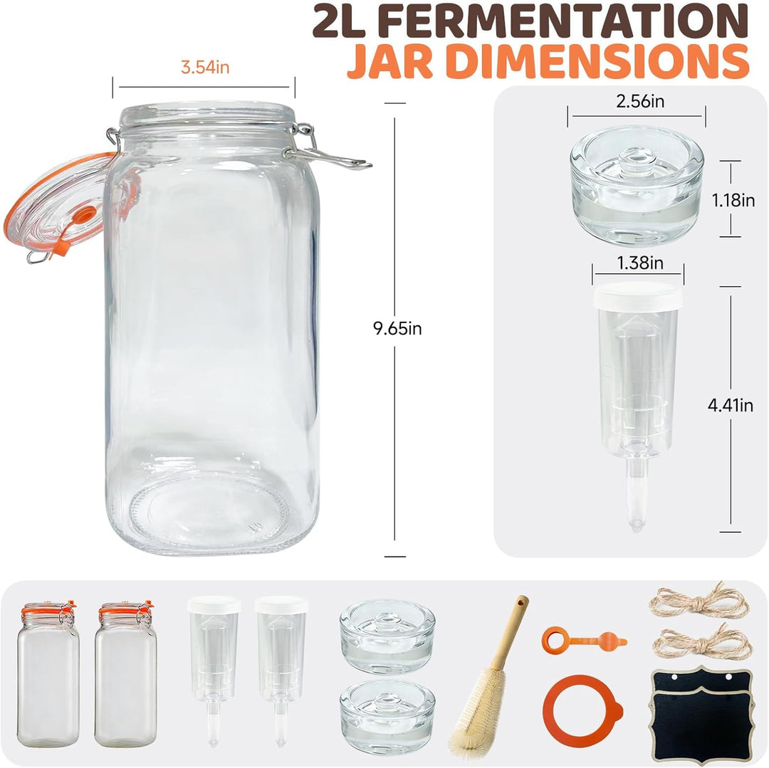 Milai 2L Gärgefäss mit Gärventil und Glasbehälter, zur Herstellung von Sauerkraut, Kimchi und eingel