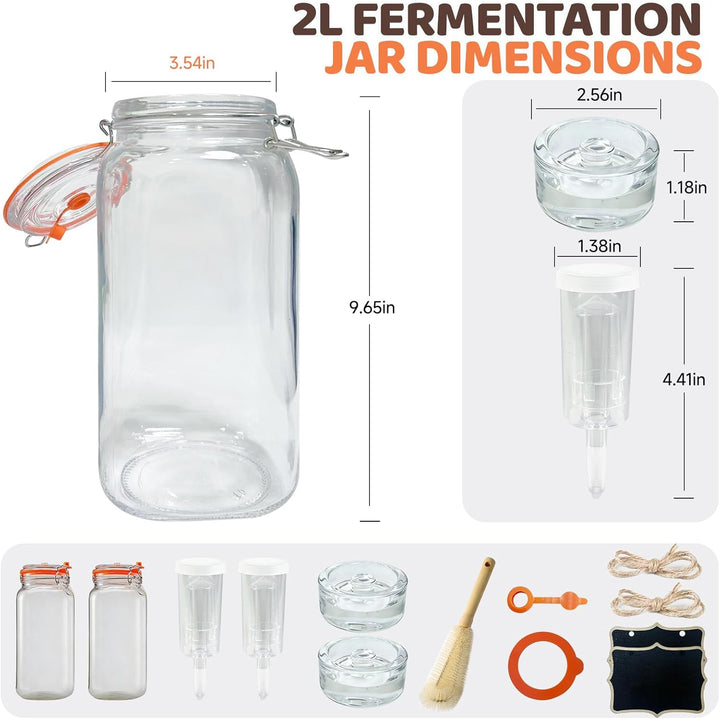 Milai 2L Gärgefäss mit Gärventil und Glasbehälter, zur Herstellung von Sauerkraut, Kimchi und eingel