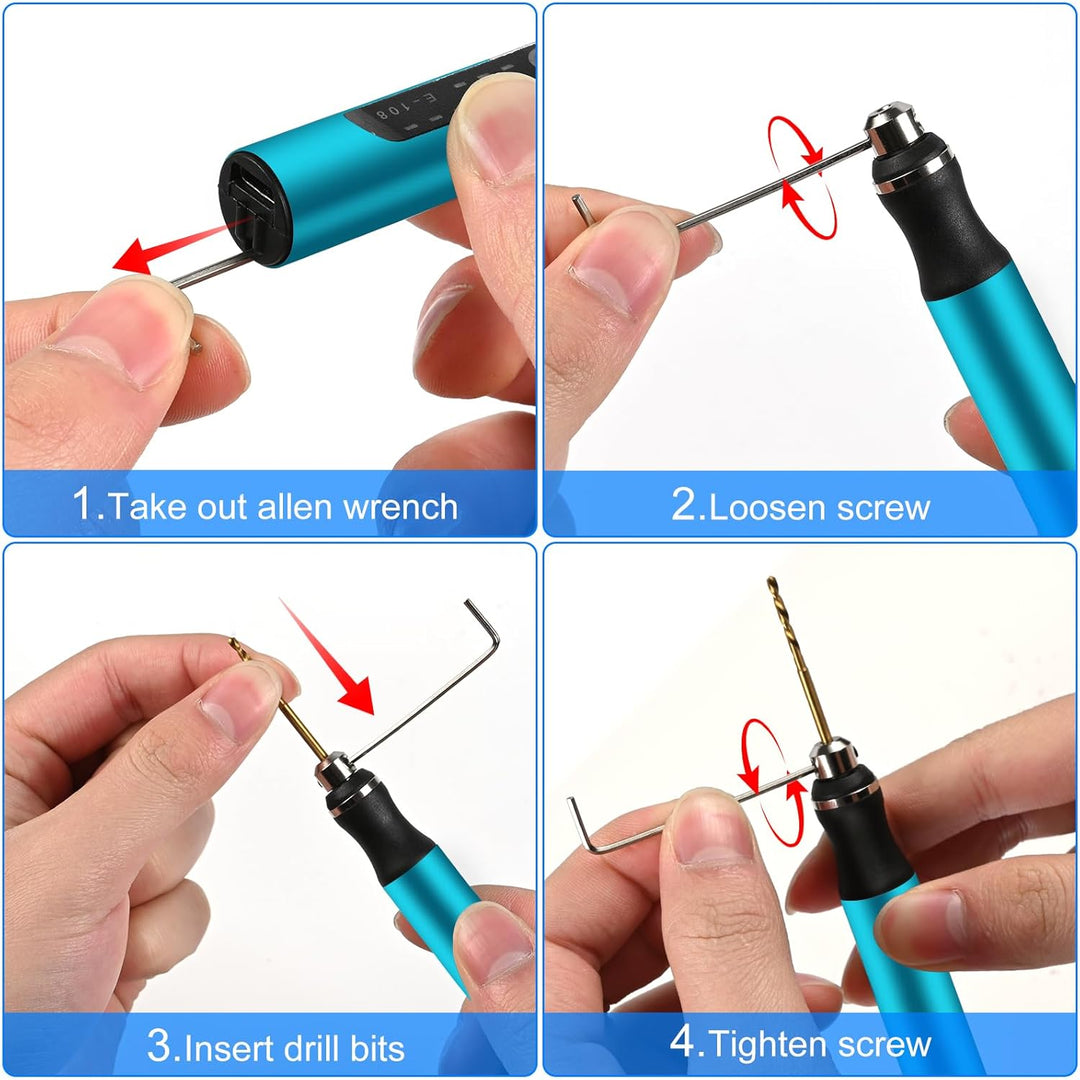 Mini Electric Hand Drill, 3-Speed Electric Mini Drill Pen, Rechargeable DIY Hand Drill Electric, Min