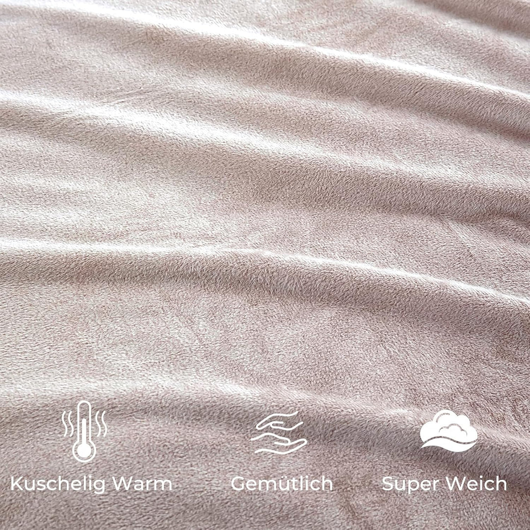 Soifox Winter Flanell Bettwäsche 200x220 - Beige Flauschige und Warme Cashmere Touch Bettbezug + Kis