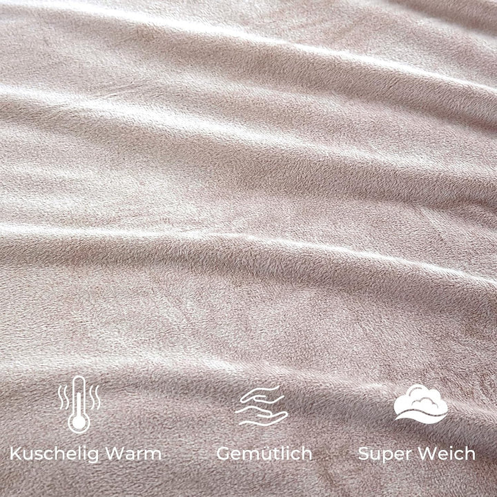 Soifox Winter Flanell Bettwäsche 200x220 - Beige Flauschige und Warme Cashmere Touch Bettbezug + Kis