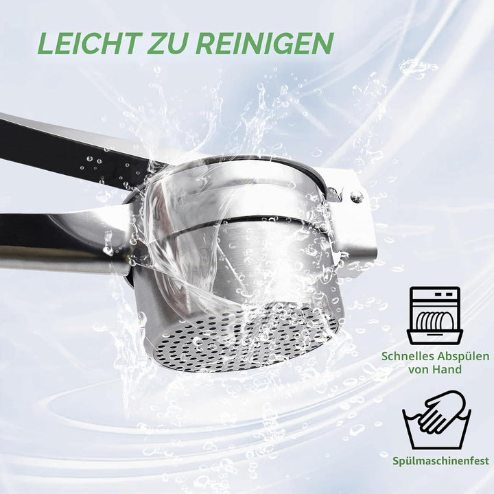 Kartoffelpresse aus Edelstahl, Spätzlepresse Kartoffelstampfer Set für Kartoffelpüree, Obstsäfte, Ge