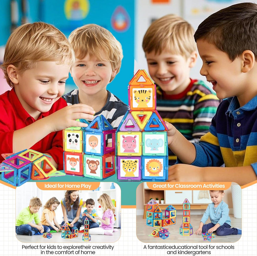 Magnetische Bausteine 58 Teile – Magnetspielzeug mini Magnetbausteine Magnete Kinder Set, Magnet Spi