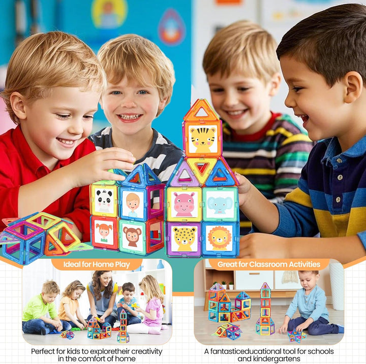 Magnetische Bausteine 58 Teile – Magnetspielzeug mini Magnetbausteine Magnete Kinder Set, Magnet Spi