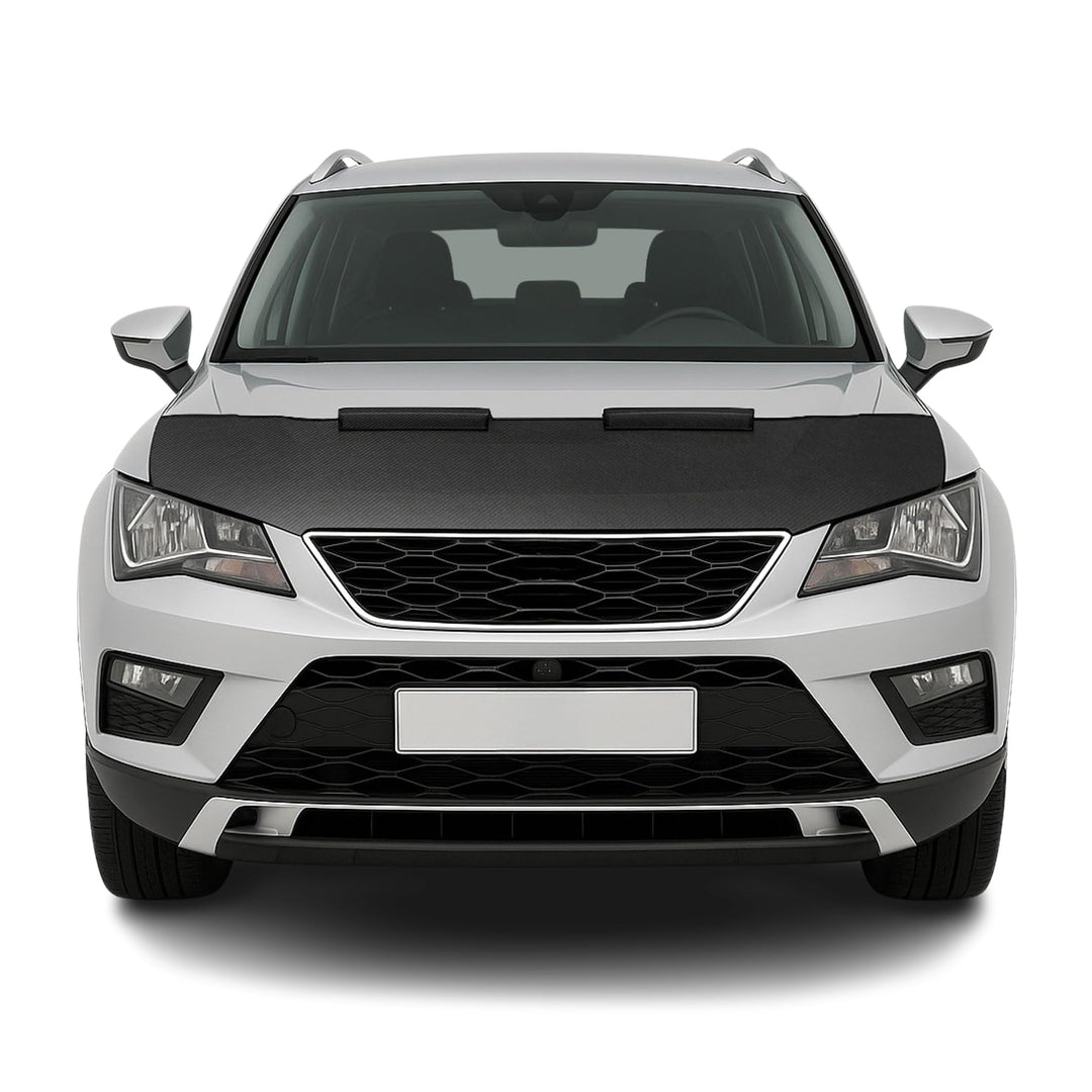 OMAC Haubenbra Steinschlagschutz Bonnet Bra kompatibel mit Seat Ateca 2016-2020 Carbon Halb Schwarz,