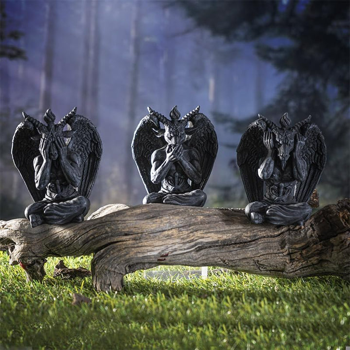 Pacific Giftware Baphomet Figuren Set - Nichts Böses sehen hören Sagen - Gothic Statue Deko Teufel