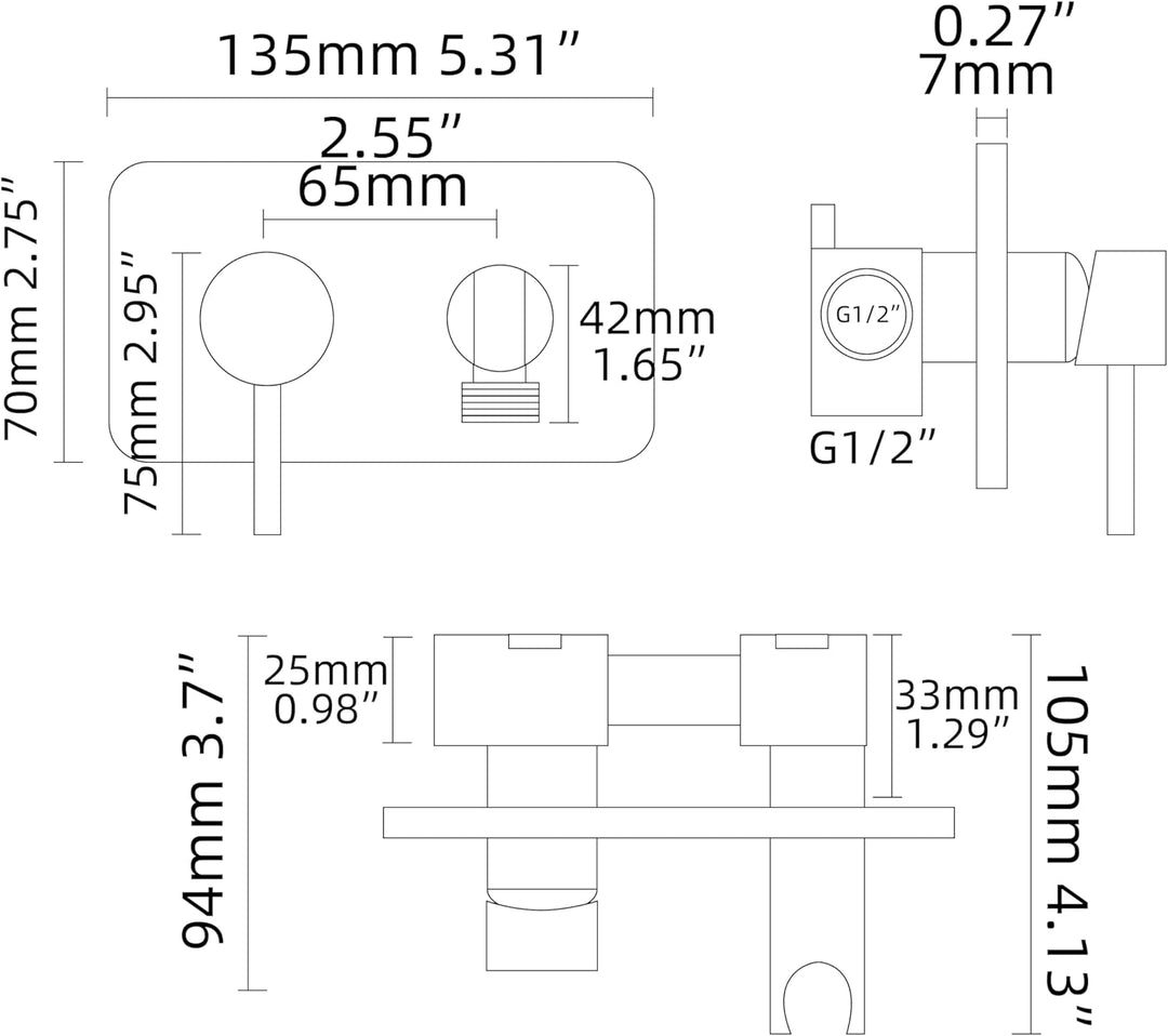 Tecmolog Bidet WS024J2F2 Tragbarer Bidet-Sprüher-Set, Warm und Kalt, Gebürstetes Gold