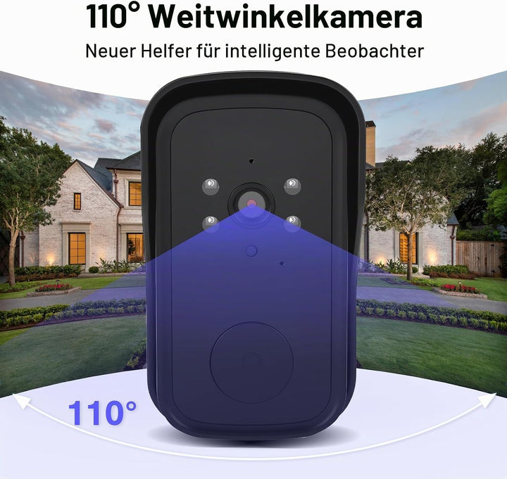 Kabellose Türklingel mit Kamera1080P Video,Kabellose Video Türklingel Kamera mit 4,3Zoll Bildschirm,