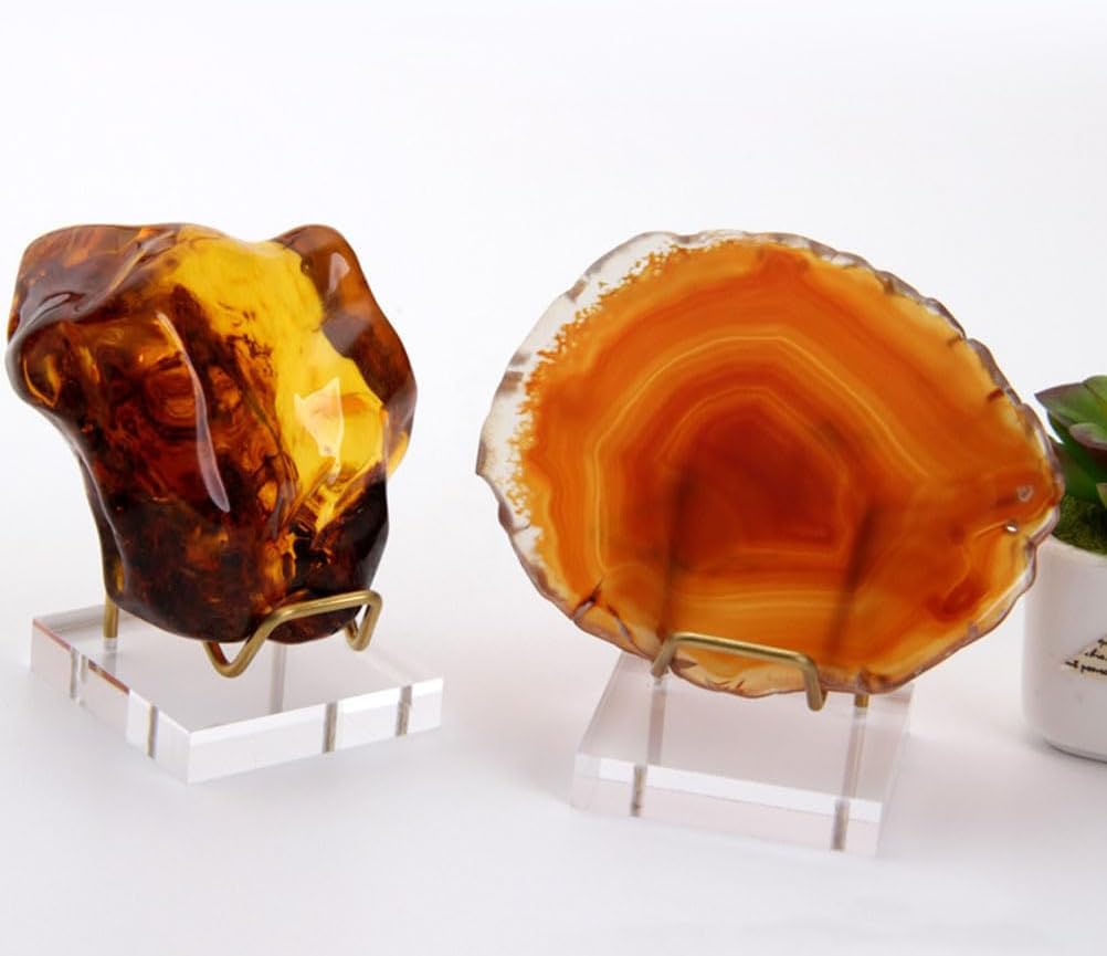 ABOOFAN 2 Stück Mineralienständer aus Metall mit Acrylsockel - Kleiner Präsentationsständer für Kris