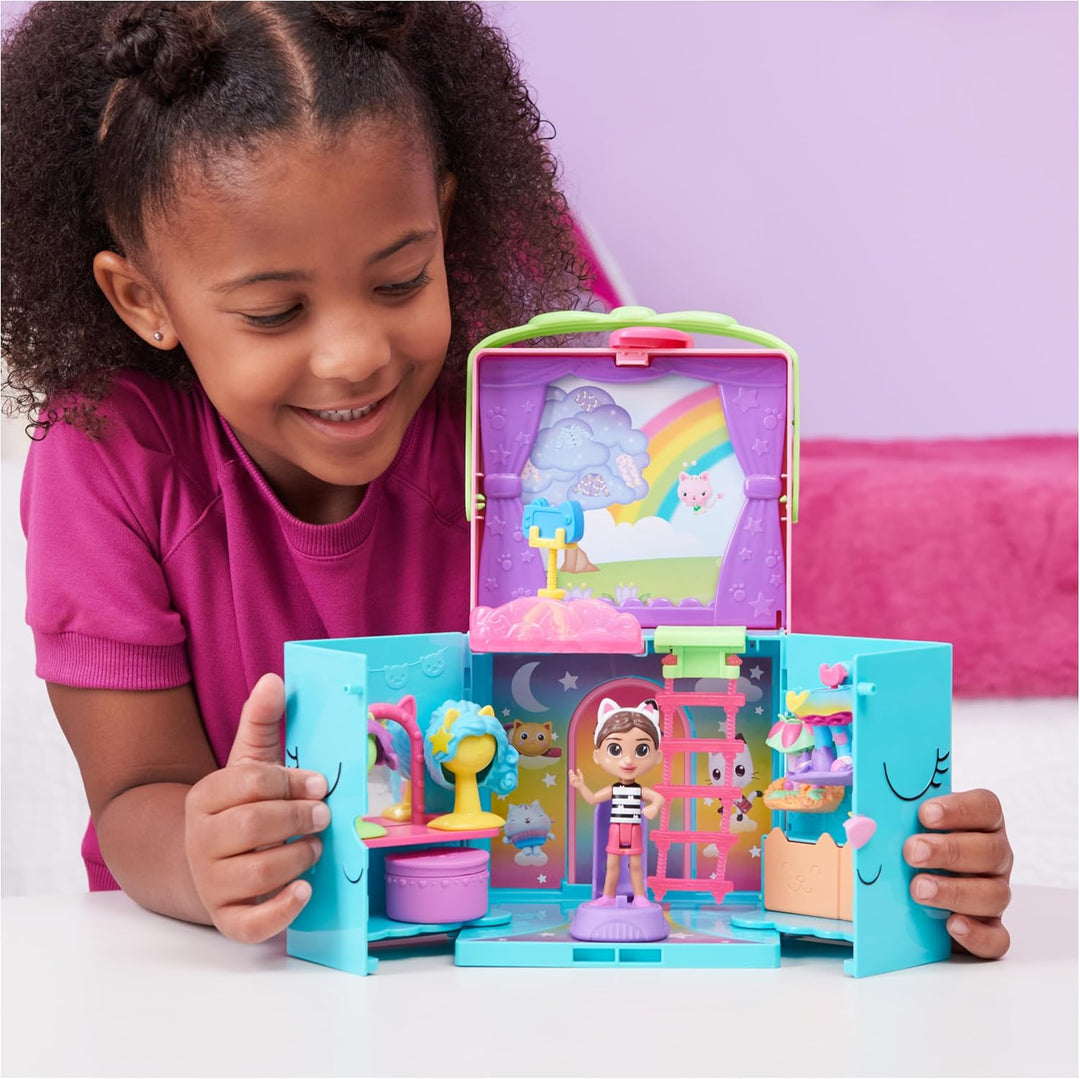 Gabby‘s Dollhouse, Rainbow Closet, tragbares Regenbogen Kleiderschrank Spielset mit Gabby Figur, 4 B