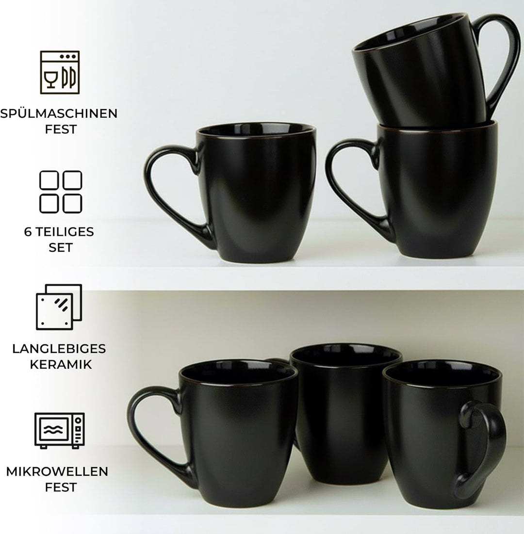 MIAMIO - 6 x 350 ml Kaffeetassen/Kaffeebecher Set - Tassen Set 6er Modern - Le Papillon Kollektion S