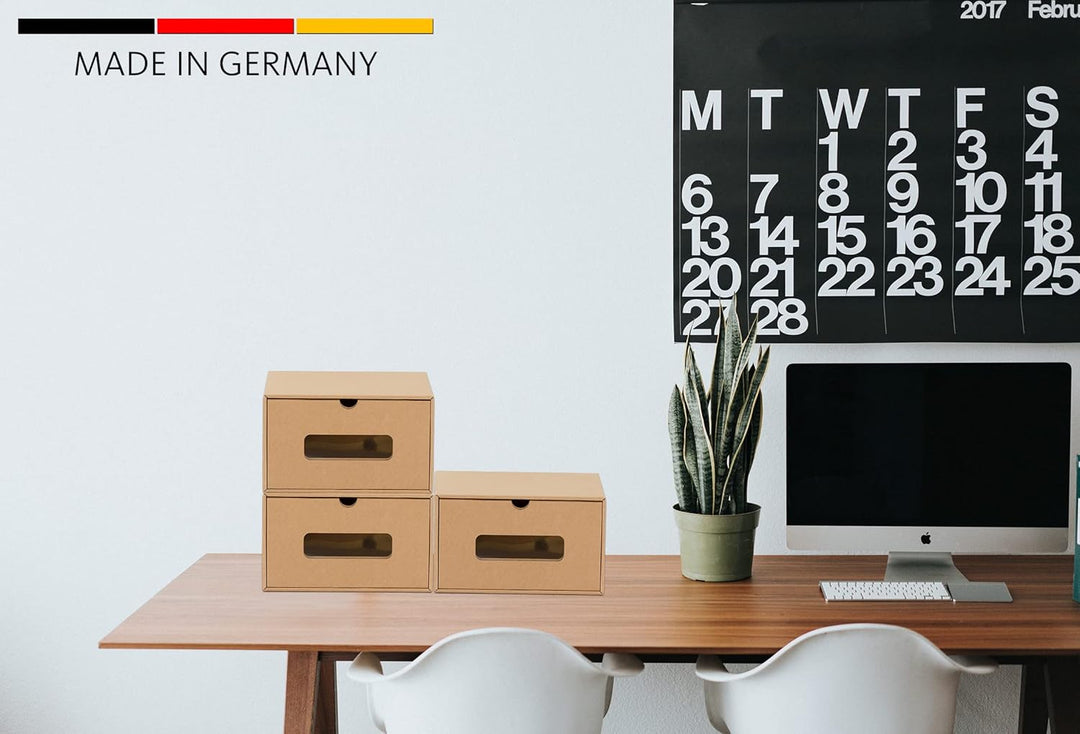 BigDean 20er Boxen-Set mit Sichtfenster & Schublade - Pappkarton aus Kraftpapier - Schuhbox Spielzeu