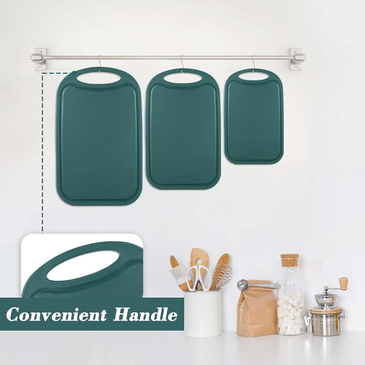 Schneidebrett Kunststoff, Hunnycook 3-tlg Schneidebrett Set mit Saftrillen und rutschfeste Griffe, A