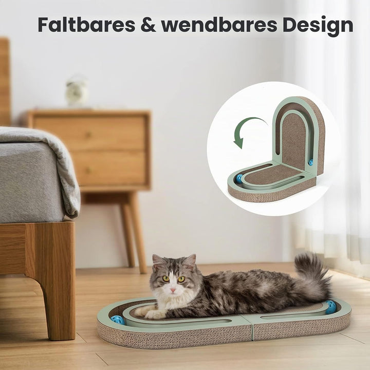 PETTOM Kratzbrett, Kratzbretter Katze mit Trackball, Kratzpappe für Katzen 66 * 30cm, Katzenkratzbre