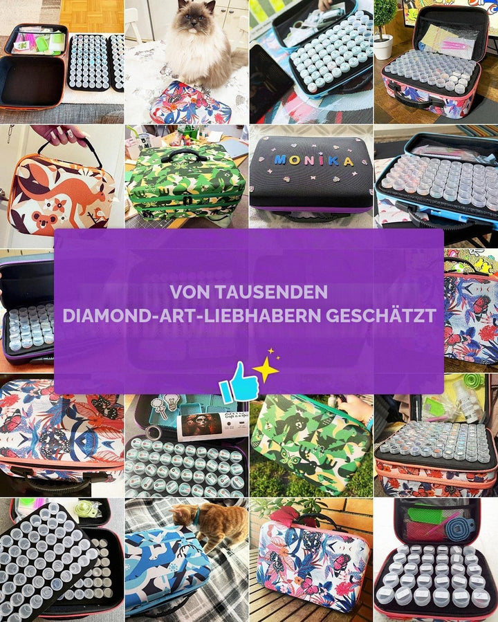 ARTDOT 5D Diamond Painting Zubehör Boxen, 60 Stück Diamant Painting Aufbewahrungsbox mit Koffer Tric