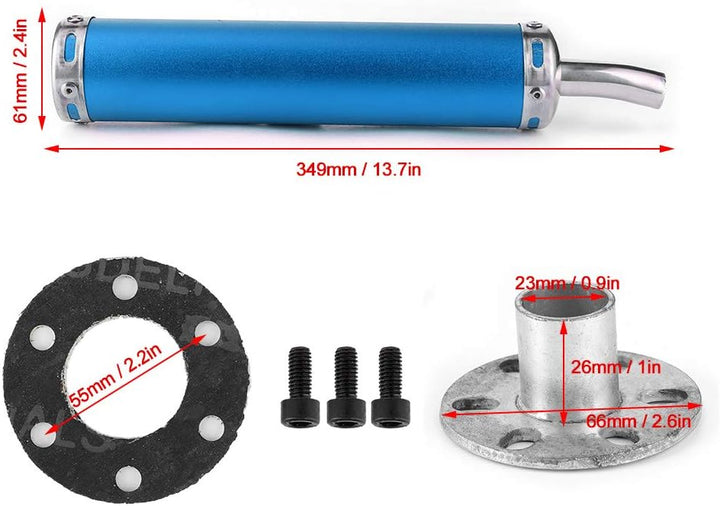 2 takt Auspuff Schalldämpfer Rohr für Motorräder, Auspuff Schalldämpfer aus Edelstahl rohr 20 mm (0,