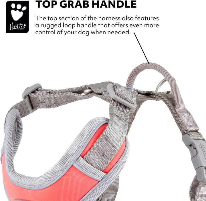 Hurtta Venture No-Pull Geschirr für Hunde, reflektierend, verstellbar, wasserdicht, Coral Pink 60-80